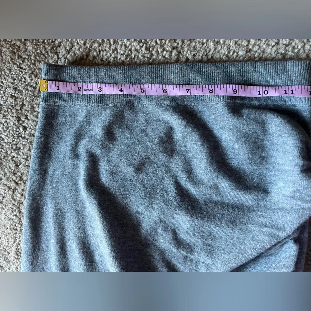 NWT Express Knit Midi Side Ruched Gray Skirt Wool Blend